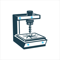 Simplified CNC Milling Machine Vector Illustration CNC Machine Simplified milling cutter and base
