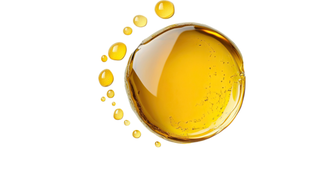 Glossy Puddle of Olive Oil with Smooth Texture Isolated on White Background