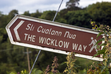 Signpost Wicklow way  showing the direction.