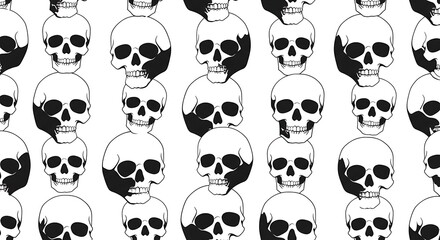 Monochrome Skull Repeat: Dark Art Pattern