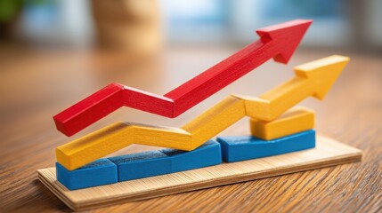 Wooden graph model representing sustainable market analysis and data visualization for effective decision making