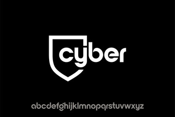 Cyber security logo with shield and letters design