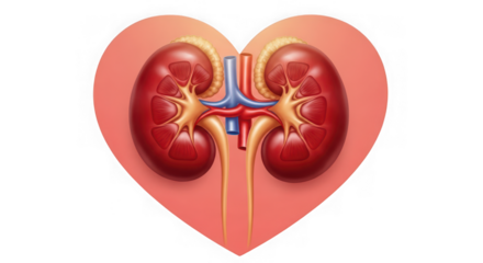 Ai generated image of human kidney anatomy illustration isolated on transparent background