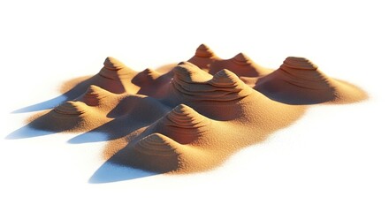 Sand dunes sculpted into miniature mountain ranges.