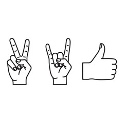 Fototapeta premium Hand Gesture Vector Icons – Peace, Rock, Thumbs, Ai generator
