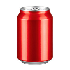 aluminium red soda can isolated on white and transparent background