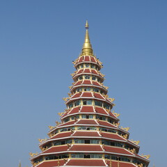 Wat Huay Pla Kang,Figures and houses at the giant white buddha in Chiang Rai, Thailand