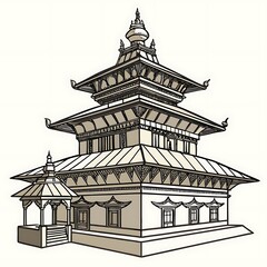 Illustration of a multi tiered asian style building