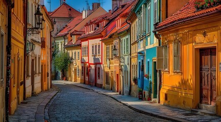 Obraz premium Colorful European City Street Scene