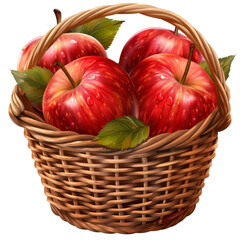 Red apples in a woven basket