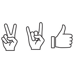Obraz premium Hand Gesture Vector Icons – Peace, Rock, Thumbs, Ai generator