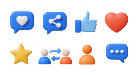 Ai generated image of collection of social media icons isolated on transparent background