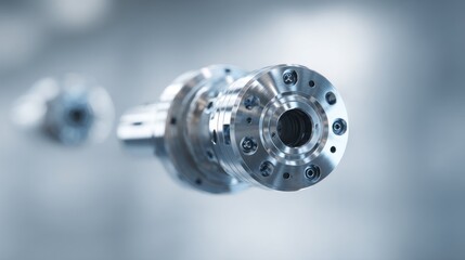 Precision Machined Metal Component with Bolts and Circular Design Elements