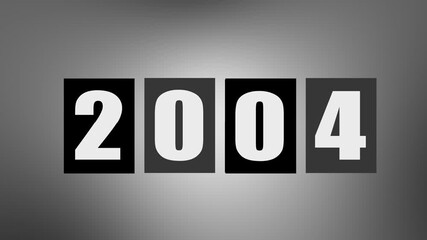 Animation of happy new year text 2004. Number counter animation Counting timer number animation. 3d concept illustration of the year 2004 calendar with business.