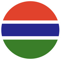 National flag of Gambia isolated in circle shape.