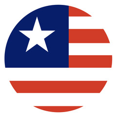 Round flag of Liberia isolated in circle shape.