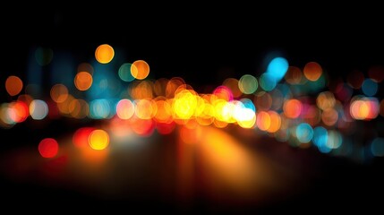 Colorful Bokeh Background in Dark with Blurred Lights and Shapes