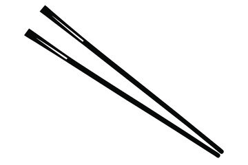 Two Black Chopsticks Held Diagonally Together, Representing Asian Cuisine and Dining Culture