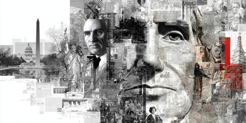 Historical portraits representing american ideals national mall digital art urban environment artistic perspective