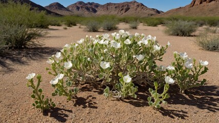 Serene Arid Scene Featuring White-Flowering Native Plants - 7
