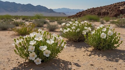 Serene Arid Scene Featuring White-Flowering Native Plants - 11