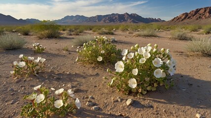 Serene Arid Scene Featuring White-Flowering Native Plants - 8