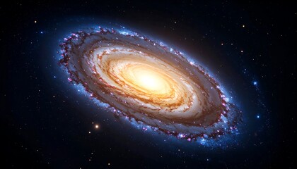 Fototapeta premium Majestic Spiral Galaxy with Brilliant Core and Cosmic Dust in Space