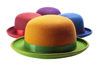 Bowler multi color hat isolated on a white background