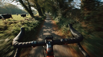Scenic Outdoor Bicycle Ride Through Lush Countryside Landscape