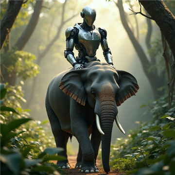  Futuristic Robot Riding Elephant