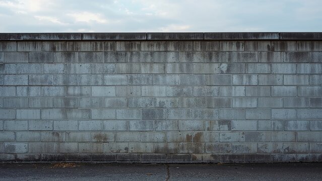 Urban setting with a backdrop of gray bricks