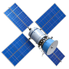 illustration with an artificial earth satellite isolated on white and transparent background.