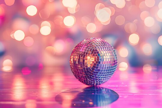 Disco ball on bokeh background.