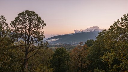 Evening glow over a peaceful valley