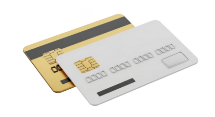 Stacked gold and white payment cards