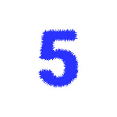Blue Fuzzy Number 5 Textured Artistic Numeral png