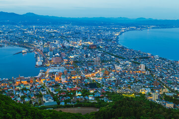 Fototapeta premium Night View from Mount Hakodate, Goryokaku Tower in Hokkaido, Japan.