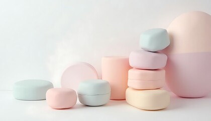 Pastel Geometric Shapes Arrangement in Soft Lighting