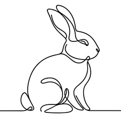 Obraz premium Continuous line drawing of a rabbit in a sitting position 