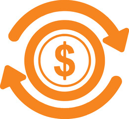Obraz premium Illustration of a coin with a dollar sign inside a circle with arrows rotating around it representing money exchange