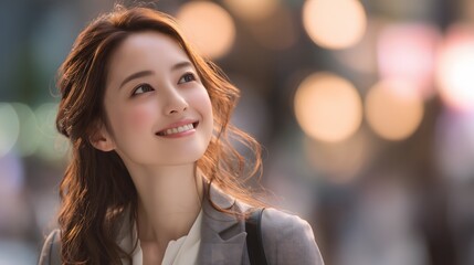 Health and wellness portrait of a calm Asian woman with copy space.