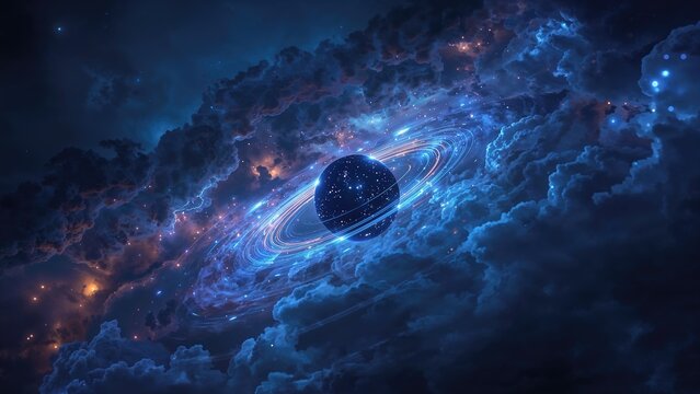 Digitally Created Abstract Background Featuring a Cosmic Gravitational Lens