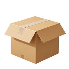 Open, empty brown cardboard shipping box isolated on a white background