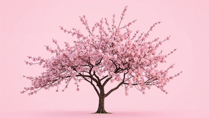 Obraz premium Pastel Pink Backdrop with Blooming Cherry Blossoms