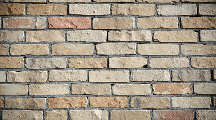 Brick wall texture in neutral tones with varied surface patterns  