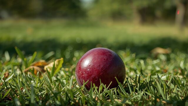 Vibrant plum showcased against a backdrop of greenery and sunshine