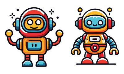Colorful Robot Clipart & Cute Cartoon Robot Illustration