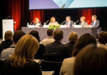 Corporate panel discussion with audience engagement in professional conference setting