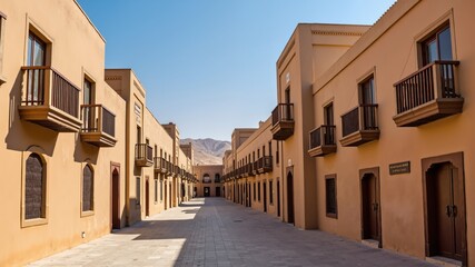 Fototapeta premium Al-Balad old town with traditional muslim houses with wooden windows and balconies, Jeddah, Saudi Arabia 