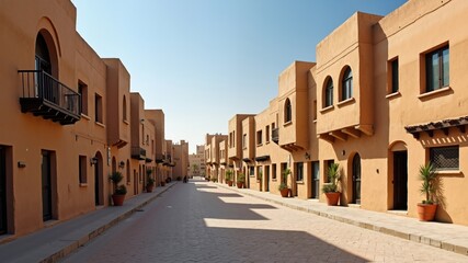 Al-Balad old town with traditional muslim houses with wooden windows and balconies, Jeddah, Saudi Arabia
